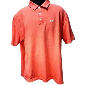 Nike Golf Polo Tiger Woods Collection Dry-Fit Orange Stripe Mens Polo Shirt XL